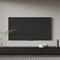 Modern TV Stand with Flat Screen TV Vase with Plant Books and Decorative Ornaments