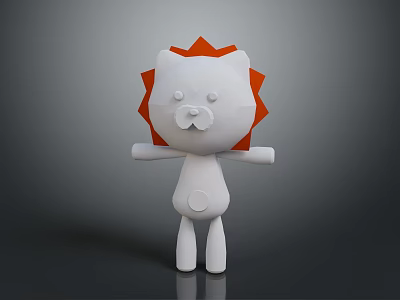 Cartoon Lion Character with White Body and Orange Mane 3D Model in Standing Pose 3d model