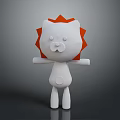 Cartoon Lion Character with White Body and Orange Mane 3D Model in Standing Pose