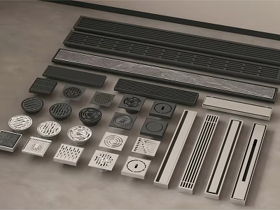 Other Floor Drain Covers With Various Designs And Metal Grate Styles 3d model