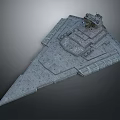Futuristic Giant Triangular Spaceship With Complex Surface Structure In Outer Space