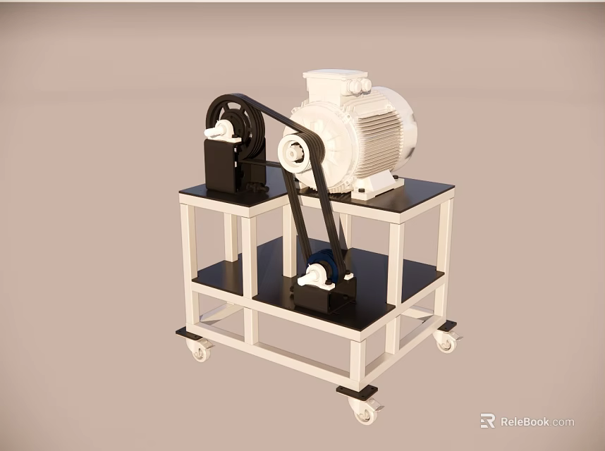 Heavy Duty Industrial Equipment with Electric Motor on Mobile Metal Stand and Components 3d model 