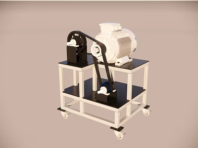Heavy Duty Industrial Equipment with Electric Motor on Mobile Metal Stand and Components 3d model