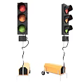 Outdoor Traffic Signal Light With Red Yellow Green Lamps And Wheeled Base