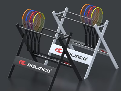 SOLINCO Sports Equipment Racket Holder Stand With Colorful Tennis Rackets 3d model