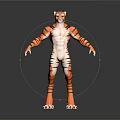 Tiger Human Hybrid Character 3D Model With Striped Fur And Muscular Body