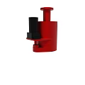Red And Black Cylindrical Mechanical Device With Base And Block Structure 3d model