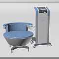 Modern Medical Equipment With Blue Ergonomic Seat And Standalone Digital Screen Unit