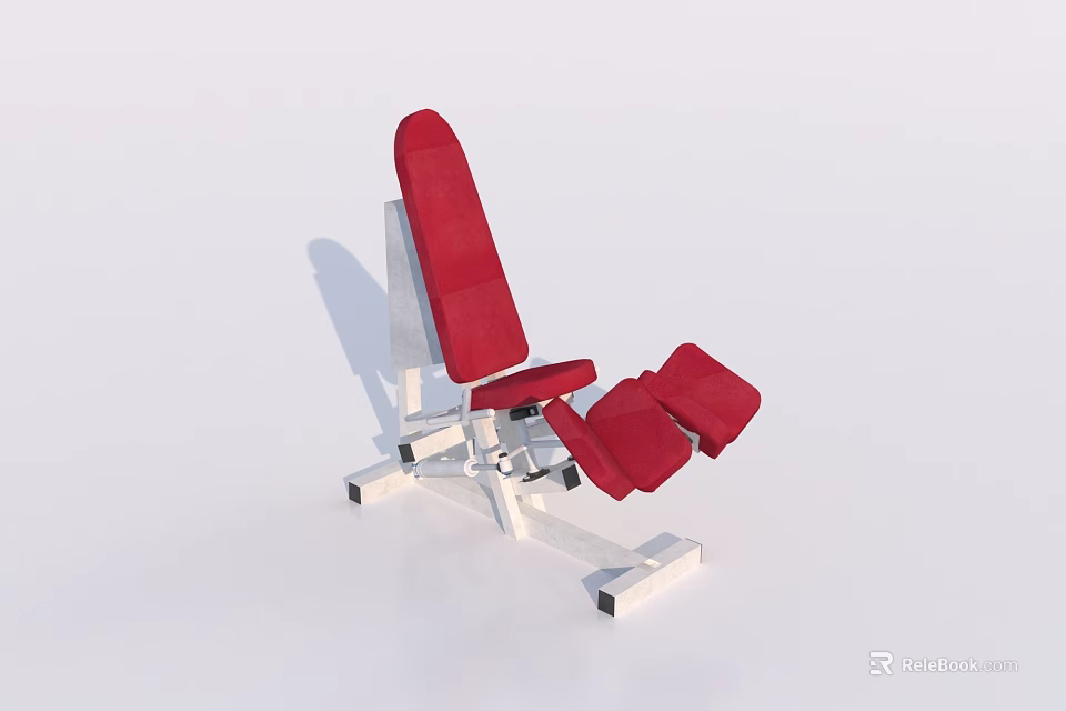 Red Padded Adjustable Fitness Bench With White Frame For Home Workouts 3d model 