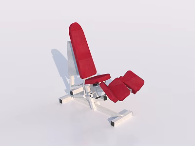 Red Padded Adjustable Fitness Bench With White Frame For Home Workouts 3d model