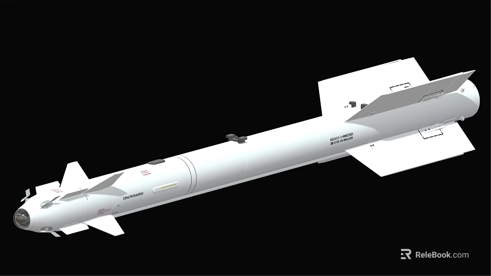 Military Guided Missile Weapon With Aerodynamic Structure And Tail Fins Design 3d model 