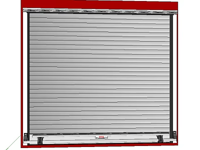 Red Framed Silver Metal Roller Shutter Door With Vertical Slats Structure 3d model