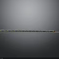 Detailed Colorful Model Train With Multiple Carriages On Gray Background Track