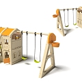 Villa Paradise Cottage Slide Swing 3d model