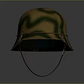 Military Weapon Helmet With Camouflage Pattern Yellow Brown Green And Chin Strap
