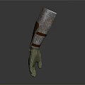 Bionic Prosthetic Arm With Metal Mesh Leather And Green Hand Design