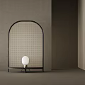 Modern Minimalist Table Lamp With Arch Mesh Frame And Round Glowing Bulb 3d model