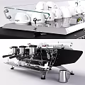Professional Coffee Machine For Kitchen With Glass Countertop And Multiple Cups 3d model