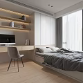 Modern Tatami Bedroom Interior Design With Tatami Bed Desk Chair And Shelves