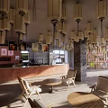 Charming Cafe Exterior Featuring Brick Building Outdoor Seating Glass Windows And Red Umbrella