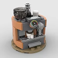 Detailed Building Blocks Coffee Machine in Orange and Gray with Coffee Cup Pressure Gauge