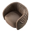Brown Single Sofa with Pleated Design and Rounded Armrests for Modern Living Room