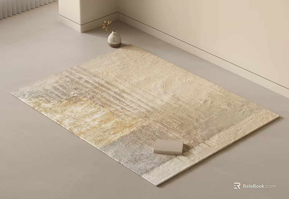 Square Carpet With Neutral Beige Gray Tones And Soft Texture For Modern Decor 3d model 