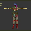 3D Character Model In Red And Gray Outfit With Hat And Outstretched Arms