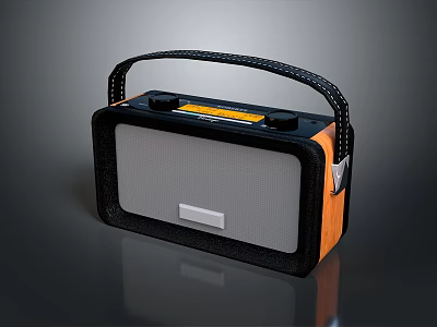 Wireless Bluetooth Speaker With Handle Black Orange Modern Design For Computer Use 3d model