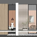 Modern Wooden And Glass Room Divider In Stylish Interior With Decorative Plants