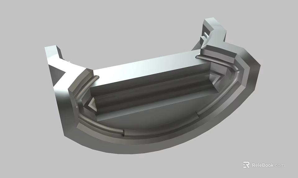 3D Model of Mechanical Part with Curved Surface and Structural Grooves 3d model 