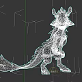 Vibrant Reptile 3D Model With Red Mane Blue Horns And White Body