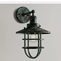 Vintage Verdigris Metal Frame Wall Lamp With Industrial Style Clear Bulb Design