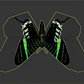 Vibrant Butterfly With Black And Green Striped Wings On Gray Background