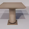 Minimalist Modern Wooden Dining Table With Square Top And Cylindrical Base 3d model