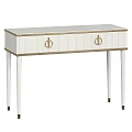 Elegant White Dressing Table With Gold Ring Handles And Slim Legs Design 3d model