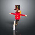 Traditional Nutcracker Figure Standing Pose With Red Coat Black Hat And Wooden Body
