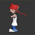 Cartoon Man With Red Cap White Long Sleeve Shirt And Blue Pants Arms Outstretched