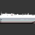 Four Detailed Warship Scale Models in Red Black Blue White Colorful Display Arrangement