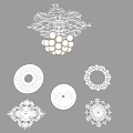 White Decorative Ceiling Medallions With Various Ornate Patterns For Interior Design 3d model