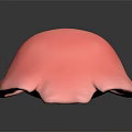 Abstract Pink Organ Shaped Artwork With Hair Textured Surface And Curved Design
