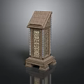 Traditional Ornate Lantern Structure With Pointed Roof And Carved Pattern Panels