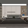 Modern Bedroom Interior Design With Bed Wardrobe Large Window And Decorative Rug 3d model