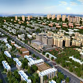 Aerial Planning of Modern City with Buildings Streets and Greenery Layout