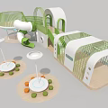 Green And White Playground Design With Slide Climbing Structure Circular Interactive Areas And Colorful Dots