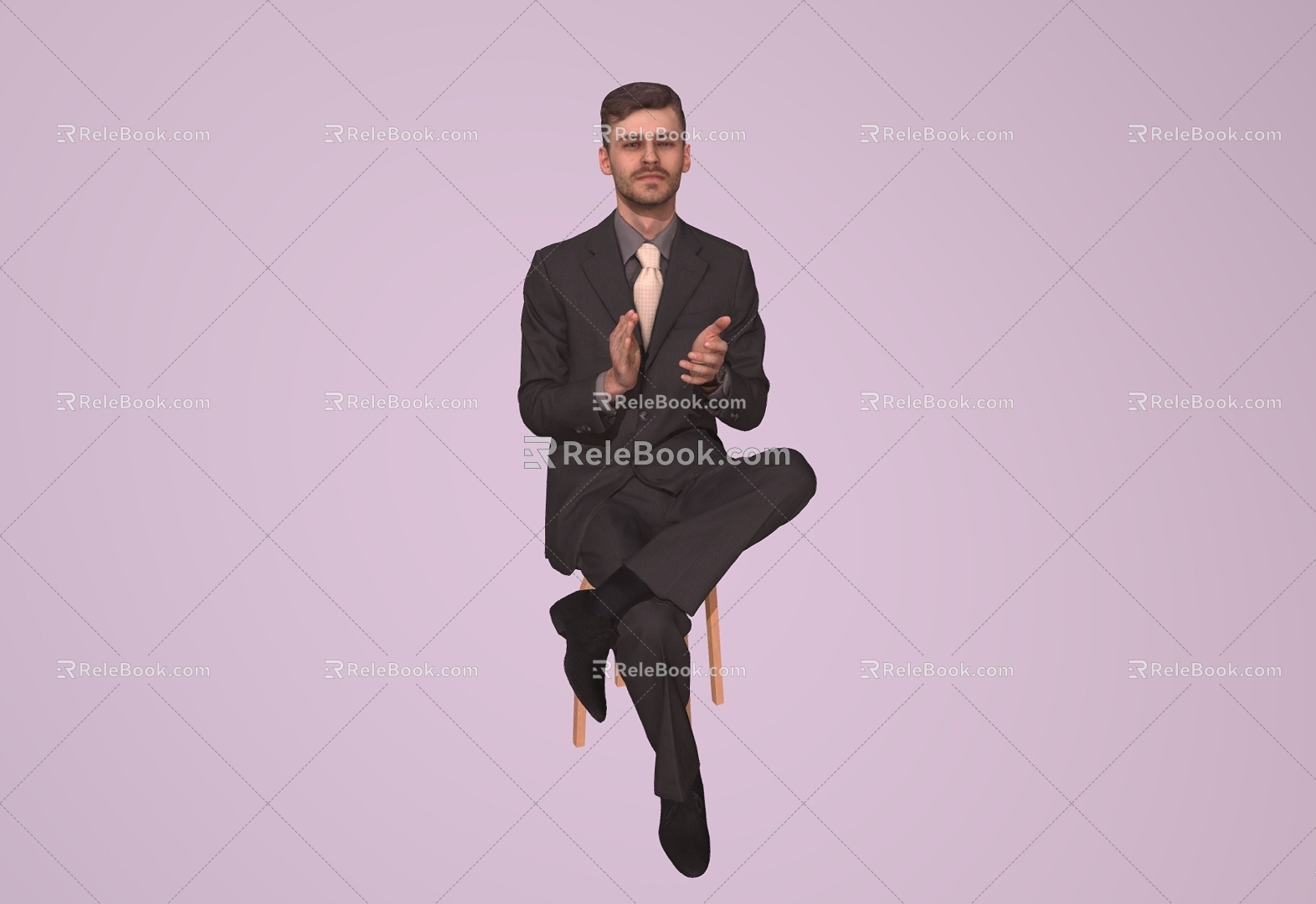 Sitting Men's Suit Men's European and American Whites 3d model