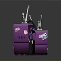 Three Purple Vintage Televisions With Retro Antennas Buttons And Classic Design Electronic Appliances