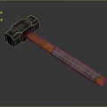 Durable Steel Head Hammer With Orange Wooden Handle And Wrapped Grip Design
