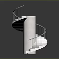 Modern Spiral Staircase With White Steps Cylindrical Support And Metal Railings