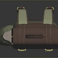 Stylish Green Backpack With Brown Leather Straps Buckle Closure And Small Front Pocket Design